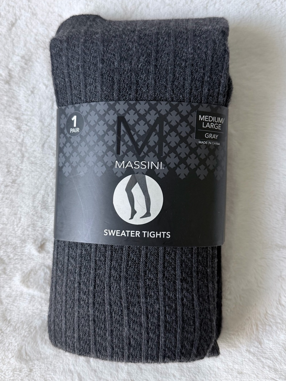 NWT Massini Dark Gray Ribbed Sweater Tights – Size Medium/Large